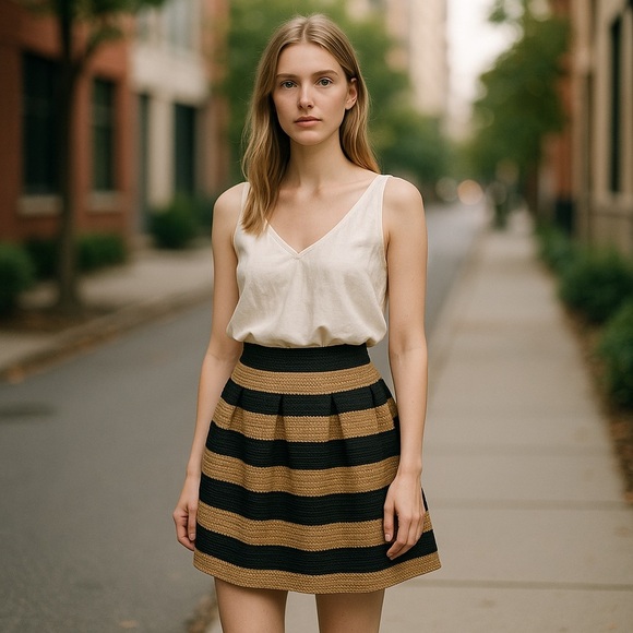 Neslay Dresses & Skirts - Neslay Designer Stylish Black and Tan Striped Skirt